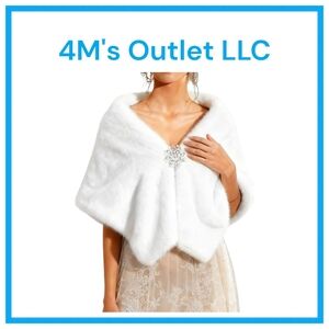 Elegant White Faux Fur Shawl